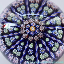 Load image into Gallery viewer, Vintage Scottish Perthshire Paperweight (Post 1978). Royal Blue Ground 12 Spokes &amp; Millefiori Canes - Paperweight
