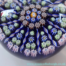Load image into Gallery viewer, Vintage Scottish Perthshire Paperweight (Post 1978). Royal Blue Ground 12 Spokes &amp; Millefiori Canes - Paperweight
