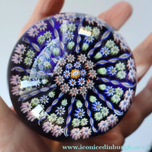 Load image into Gallery viewer, Vintage Scottish Perthshire Paperweight (Post 1978). Royal Blue Ground 12 Spokes &amp; Millefiori Canes - Paperweight
