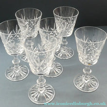 Load image into Gallery viewer, Vintage SET of SIX Edinburgh Crystal Goblets. LOMOND PATTERN (Square Bowl). 5 1/2 inches
