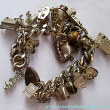 Load image into Gallery viewer, Heavy Weight. Vintage Silver Bracelet with 19 Quality Charms. Hallmarked Padlock Catch

