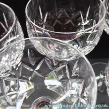 Load image into Gallery viewer, Vintage STUART Crystal. Set of SIX Carlingford Pattern Wine or Hock Glasses. All in Excellent Condition with etched Stuart Mark
