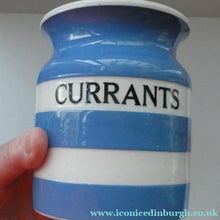 Load image into Gallery viewer, Vintage TG Green CORNISHWARE Lidded Storage Jar for CURRANTS: 5 Inches in Height. Black Shield Mark

