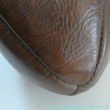 Load image into Gallery viewer, Vintage Thick Brown Leather Miniature Lace-Up RUGBY BALL. Inscribed Match
