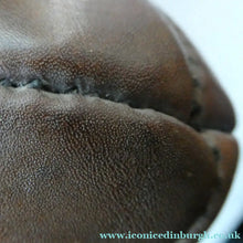 Load image into Gallery viewer, Vintage Thick Brown Leather Miniature Lace-Up RUGBY BALL. Inscribed Match
