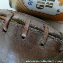 Load image into Gallery viewer, Vintage Thick Brown Leather Miniature Lace-Up RUGBY BALL. Inscribed Match
