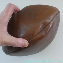 Load image into Gallery viewer, Vintage Thick Brown Leather Miniature Lace-Up RUGBY BALL. Inscribed Match
