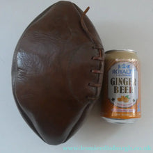 Load image into Gallery viewer, Vintage Thick Brown Leather Miniature Lace-Up RUGBY BALL. Inscribed Match

