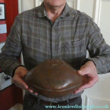 Load image into Gallery viewer, Vintage Thick Brown Leather Miniature Lace-Up RUGBY BALL. Inscribed Match
