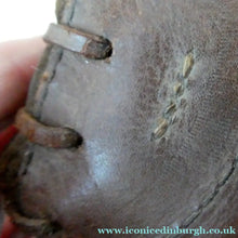 Load image into Gallery viewer, Vintage Thick Brown Leather Miniature Lace-Up RUGBY BALL. Inscribed Match
