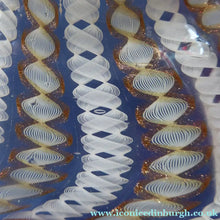 Load image into Gallery viewer, Vintage Venetian / Salviati Murano Glass Latticino Zanfirico Glass Finger Bowl &amp; Saucer; Gold Inclusions and Frilled Edges
