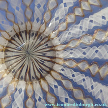 Load image into Gallery viewer, Vintage Venetian / Salviati Murano Glass Latticino Zanfirico Glass Finger Bowl &amp; Saucer; Gold Inclusions and Frilled Edges
