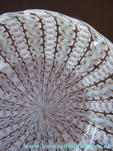 Load image into Gallery viewer, Venetian / Salviati Murano Glass Latticino Zanfirico Glass Finger Bowl &amp; Saucer; Gold Inclusions. Both with Frilled Edges
