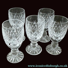 Load image into Gallery viewer, Vintage WATERFORD CRYSTAL "Boyne". SET OF FIVE Sherry Glasses. Each 4 1/4 inches in height
