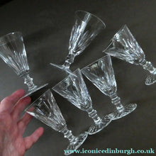 Load image into Gallery viewer, WATERFORD CRYSTAL "Eileen". SET OF SIX Sherry or Port Glasses. Each 4 1/2 inches in height
