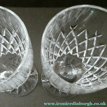 Load image into Gallery viewer, Vintage WATERFORD CRYSTAL "Boyne". PAIR of Large White Wine / Champagne Glasses

