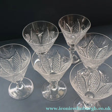 Load image into Gallery viewer, PAIR OF Vintage WATERFORD CRYSTAL "Dunmore"  White Wine or Claret Glass. 5 1/4  inches
