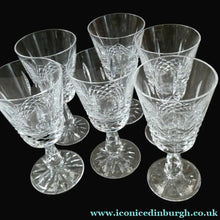 Load image into Gallery viewer, SET OF SIX. Vintage Waterford Crystal KENMARE (Cut) Stemmed CLARET Glasses. 6 inches
