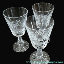 Load image into Gallery viewer, SET OF SIX. Vintage Waterford Crystal KENMARE (Cut) Stemmed CLARET Glasses. 6 inches
