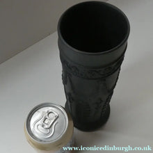 Load image into Gallery viewer, WEDGWOOD Edwardian Black Basalt Spill Vase with Ancanthus Scolls, Garlands, Ram's Head Mask. Height 8 1/2 inches

