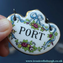 Load image into Gallery viewer, Wee Job Lot: Four Vintage Bottle Labels. The Port One is Coalport. Two Limoges &amp; One White Metal Whisky
