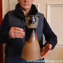 Load image into Gallery viewer, WELSH STUDIO POTTERY. Large Stoneware Jug with Dripping Glaze Decoration by Terry Bell Hughes (b. 1937)
