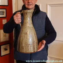 Load image into Gallery viewer, WELSH STUDIO POTTERY. Massive Stoneware Jug with Speckled Oatmeal Glaze by Terry Bell Hughes (b. 1937). 15 3/4 inches
