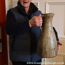 Load image into Gallery viewer, WELSH STUDIO POTTERY. Massive Stoneware Jug with Speckled Oatmeal Glaze by Terry Bell Hughes (b. 1937). 15 3/4 inches
