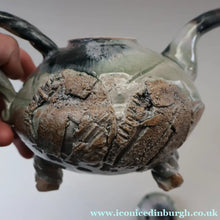 Load image into Gallery viewer, WELSH STUDIO POTTERY. Quirky 1970s Stoneware Teapot with Applied Elephant Decorations by Terry Bell Hughes (b. 1937)
