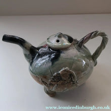 Load image into Gallery viewer, WELSH STUDIO POTTERY. Quirky 1970s Stoneware Teapot with Applied Elephant Decorations by Terry Bell Hughes (b. 1937)
