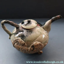 Load image into Gallery viewer, WELSH STUDIO POTTERY. Quirky 1970s Stoneware Teapot with Applied Elephant Decorations by Terry Bell Hughes (b. 1937)
