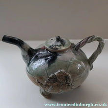 Load image into Gallery viewer, WELSH STUDIO POTTERY. Quirky 1970s Stoneware Teapot with Applied Elephant Decorations by Terry Bell Hughes (b. 1937)
