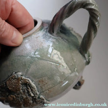 Load image into Gallery viewer, WELSH STUDIO POTTERY. Quirky 1970s Stoneware Teapot with Applied Elephant Decorations by Terry Bell Hughes (b. 1937)
