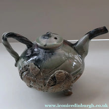 Load image into Gallery viewer, WELSH STUDIO POTTERY. Quirky 1970s Stoneware Teapot with Applied Elephant Decorations by Terry Bell Hughes (b. 1937)
