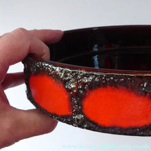 Load image into Gallery viewer, WEST GERMAN SCHEURICH Large Shallow Bowl with Fat Lava Glaze to Exterior. Model 342-28
