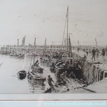 Load image into Gallery viewer, ORIGINAL ETCHING: William Lionel Wyllie (1851 – 1931) Herring Fishers at Fisherrow, Musselburgh Harbour. Pencil Signed; 1920s
