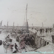 Load image into Gallery viewer, ORIGINAL ETCHING: William Lionel Wyllie (1851 – 1931) Herring Fishers at Fisherrow, Musselburgh Harbour. Pencil Signed; 1920s
