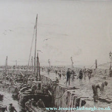 Load image into Gallery viewer, ORIGINAL ETCHING: William Lionel Wyllie (1851 – 1931) Herring Fishers at Fisherrow, Musselburgh Harbour. Pencil Signed; 1920s
