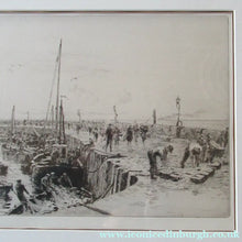 Load image into Gallery viewer, ORIGINAL ETCHING: William Lionel Wyllie (1851 – 1931) Herring Fishers at Fisherrow, Musselburgh Harbour. Pencil Signed; 1920s
