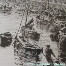 Load image into Gallery viewer, ORIGINAL ETCHING: William Lionel Wyllie (1851 – 1931) Herring Fishers at Fisherrow, Musselburgh Harbour. Pencil Signed; 1920s
