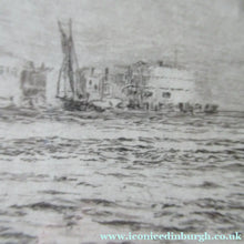 Load image into Gallery viewer, William Wyllie Etching. HMS Victory Firing a Salute in Portsmouth Harbour
