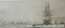 Load image into Gallery viewer, William Wyllie Etching. HMS Victory Firing a Salute in Portsmouth Harbour
