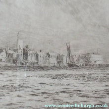 Load image into Gallery viewer, William Wyllie Etching. HMS Victory Firing a Salute in Portsmouth Harbour
