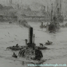 Load image into Gallery viewer, ORIGINAL ETCHING: William Lionel Wyllie (1851 – 1931) LEITH HARBOUR, Edinburgh. Pencil Signed
