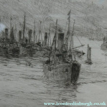 Load image into Gallery viewer, ORIGINAL ETCHING: William Lionel Wyllie (1851 – 1931) LEITH HARBOUR, Edinburgh. Pencil Signed
