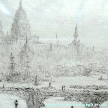 Load image into Gallery viewer, ORIGINAL ETCHING: William Lionel Wyllie (1851 – 1931)  IMAGINARY W.L. BRIDGE with St Paul's in the Distance
