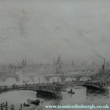 Load image into Gallery viewer, ORIGINAL ETCHING: William Lionel Wyllie (1851 – 1931)  IMAGINARY W.L. BRIDGE with St Paul's in the Distance
