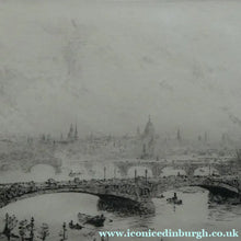 Load image into Gallery viewer, ORIGINAL ETCHING: William Lionel Wyllie (1851 – 1931)  IMAGINARY W.L. BRIDGE with St Paul's in the Distance
