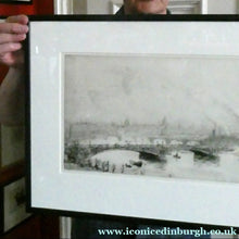 Load image into Gallery viewer, ORIGINAL ETCHING: William Lionel Wyllie (1851 – 1931)  IMAGINARY W.L. BRIDGE with St Paul's in the Distance
