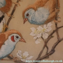 Load image into Gallery viewer, Pretty 1930s ORIGINAL Colour Etching of LIttle Birds on a Branch by Winifred Austen (1876 - 1964).  Pencil Signed

